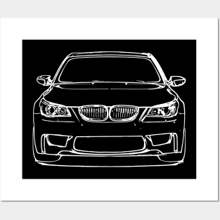 White E60 Car Sketch Art Posters and Art